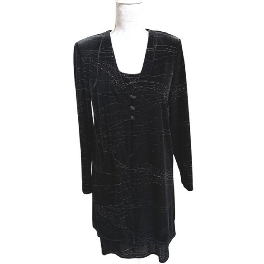 Rabbit Designs Black Holiday Sparkle Velvet Velour Jacket‎  Dress 2 PC. Set, Sm